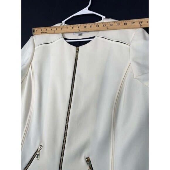 Tahari Arthur S. Levine Women's Size 18 W Ivory Long Blazer with Pockets - Picture 6 of 11